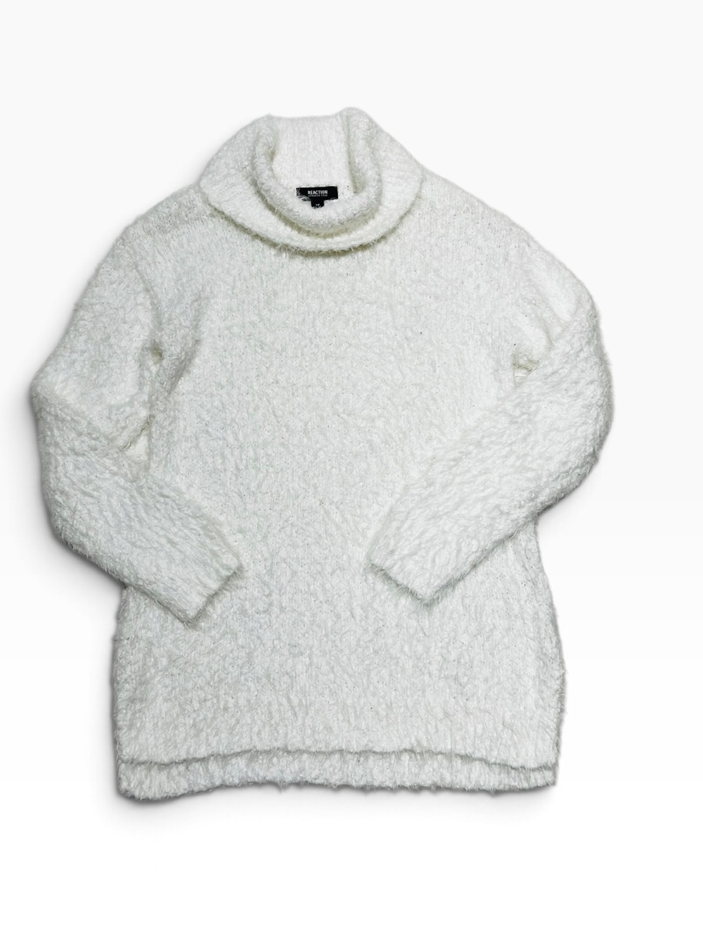Kenneth Cole White Fuzy Bouclé Turtleneck Sweater